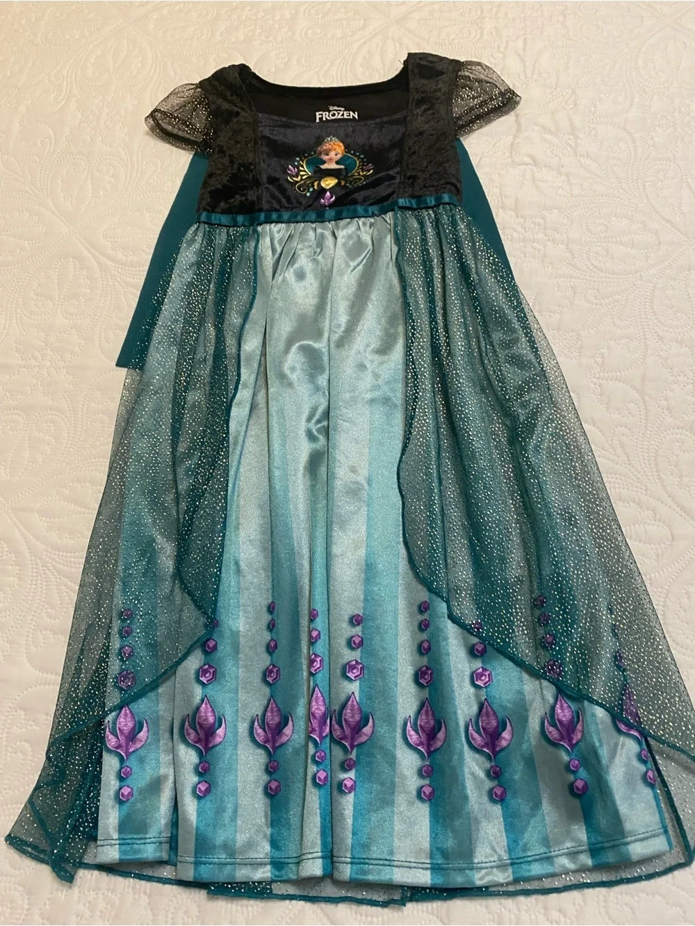 Disney Anna Teal and Black Sparkle Gown